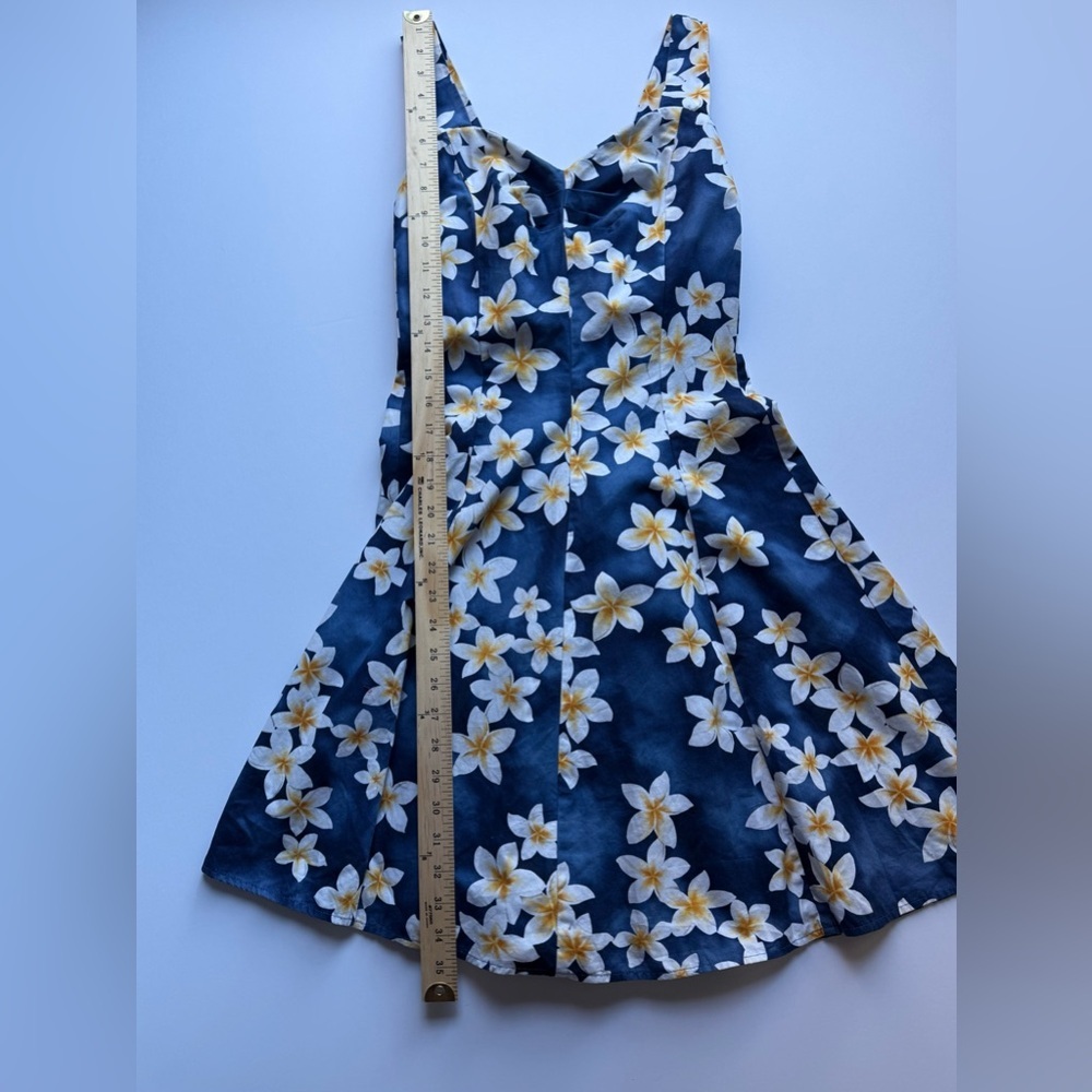 ROYAL CREATIONS Floral Blue Dress 👗 💙 🌸 🏝️ 🌊 100% COTTON ✅ - Picture 3 of 16